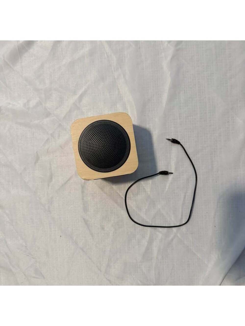 Portable Wooden Cube Bluetooth Speaker w/ AUX Cable